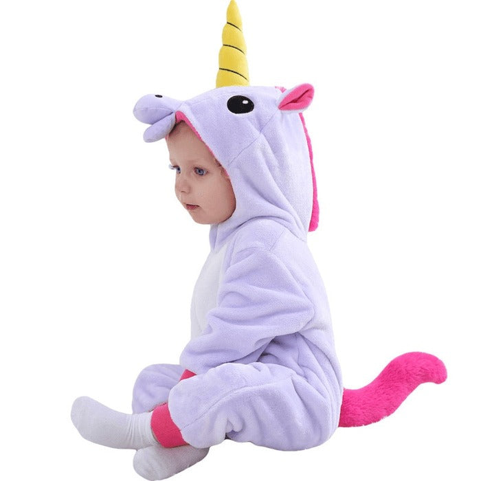 combinaison licorne violette bébé