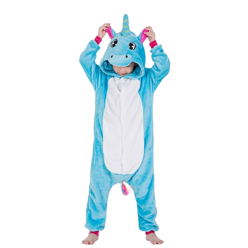 combinaison pyjama licorne bleue enfant