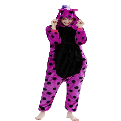 combinaison pyjama licorne petits pois violet